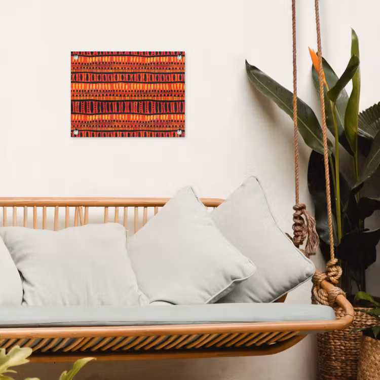 Gartenposter - Rot – Orange – Ethnisch – Ausdrucksstark – Muster — 4