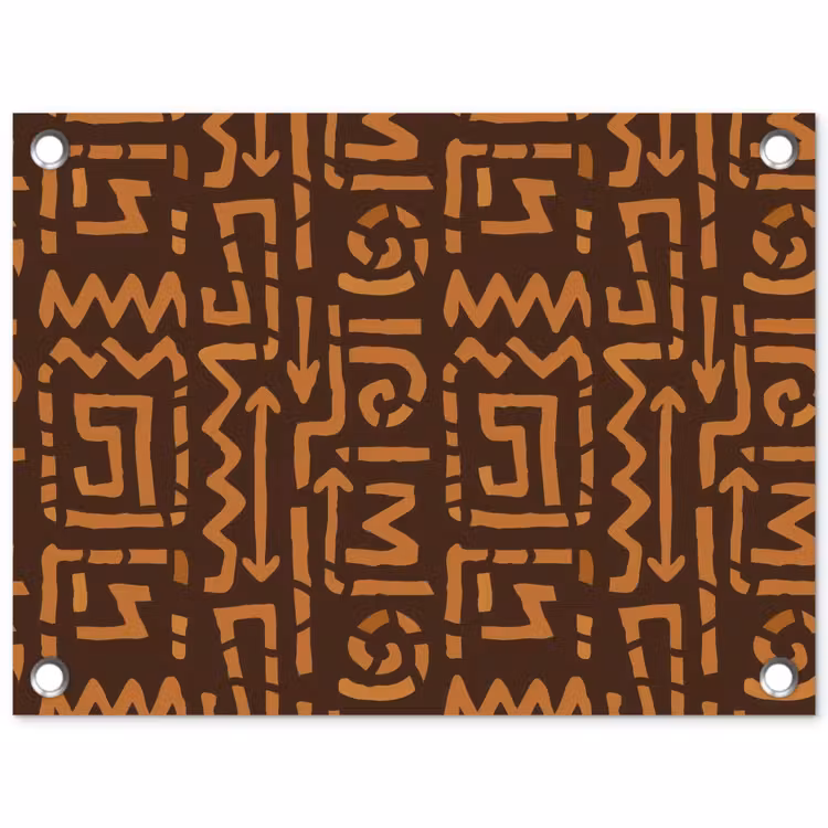 Gartenposter - Schokoladenbraun – Ethno – Tribal – Symbole — 1