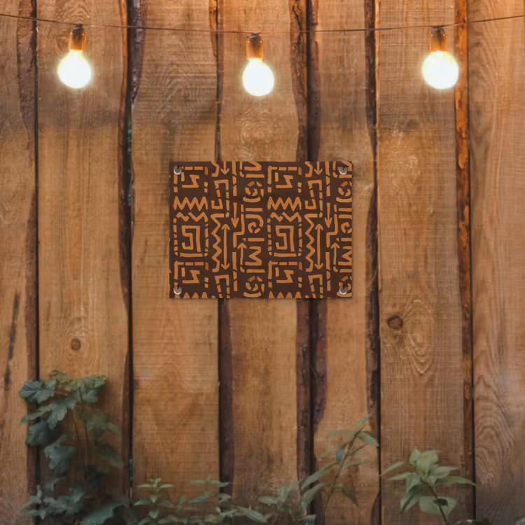 Gartenposter - Schokoladenbraun – Ethno – Tribal – Symbole — 2