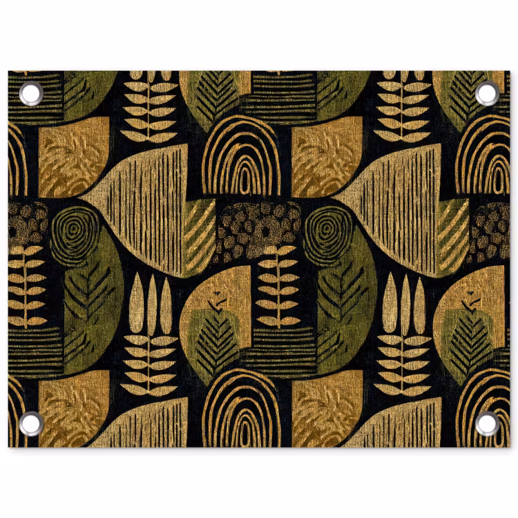 Gartenposter - Schwarz – Ockergelb – Botanisch – Textur — 1