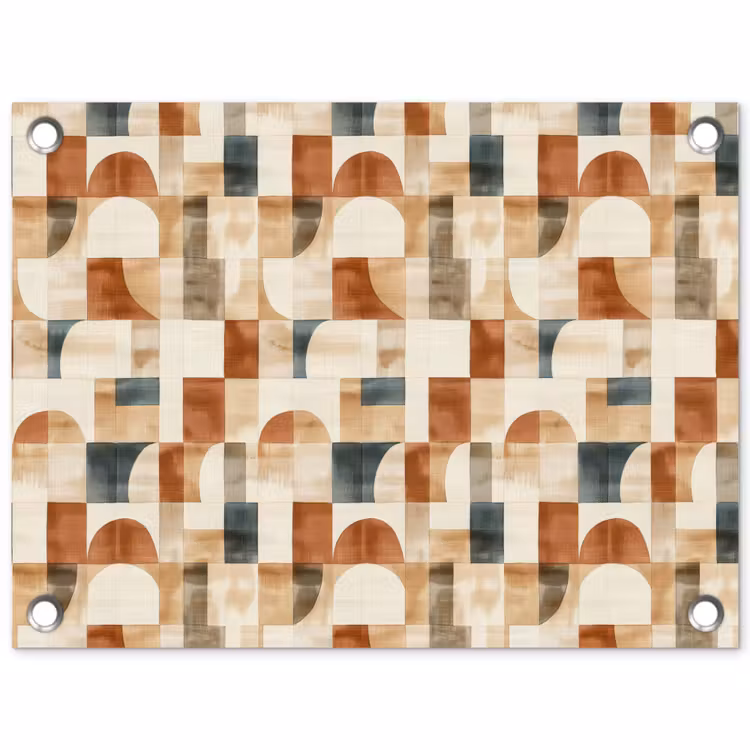 Gartenposter - Terrakotta – Geometrisch – Aquarell – Textur — 1