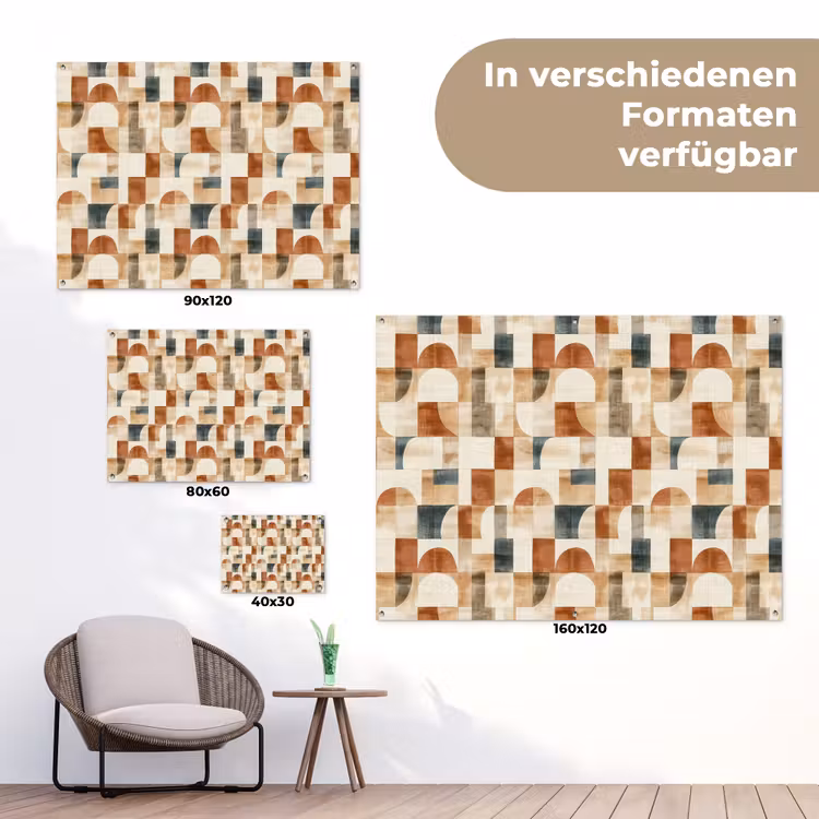 Gartenposter - Terrakotta – Geometrisch – Aquarell – Textur — 6
