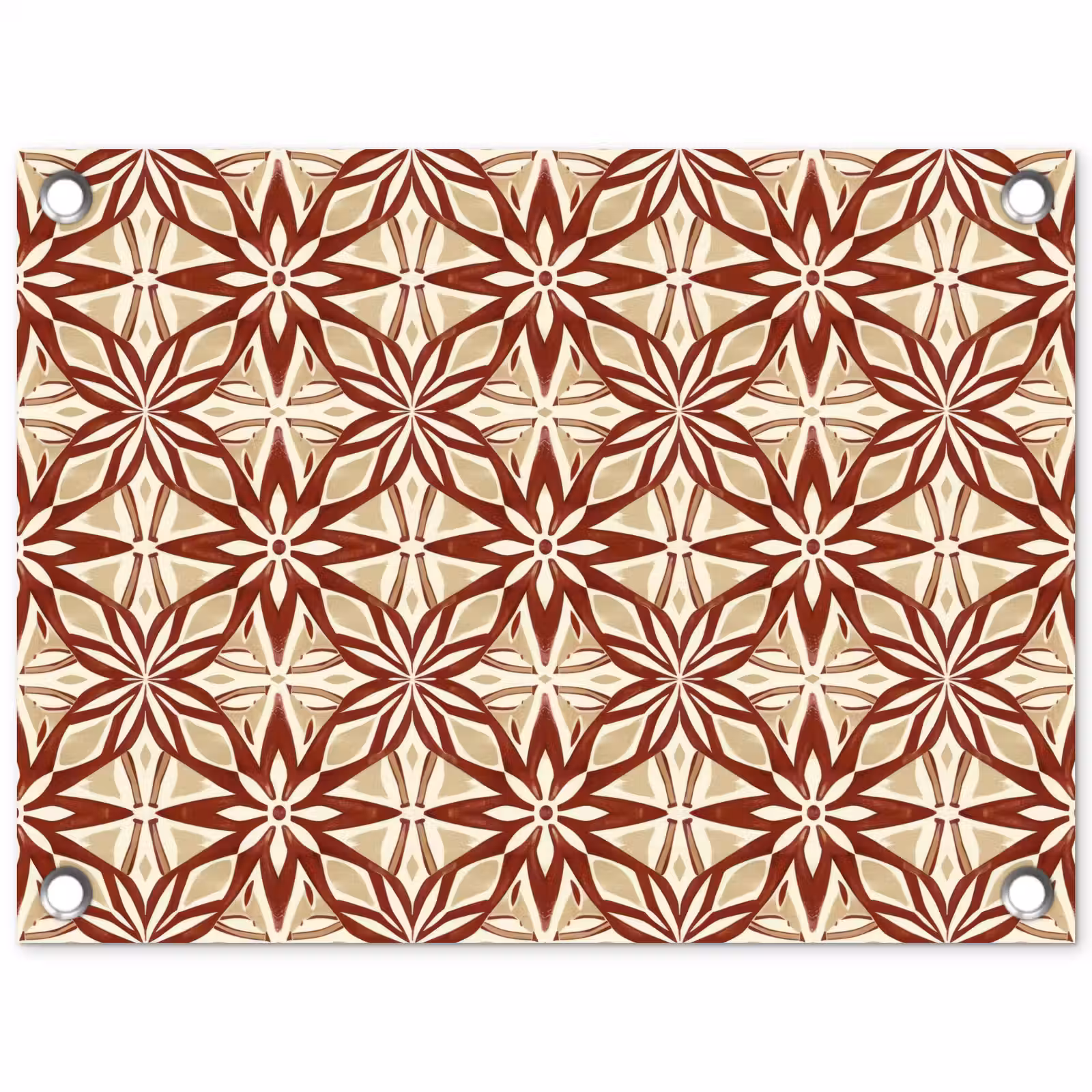 Gartenposter - Bordeauxrot – Geometrisch – Fliese – Muster — 1