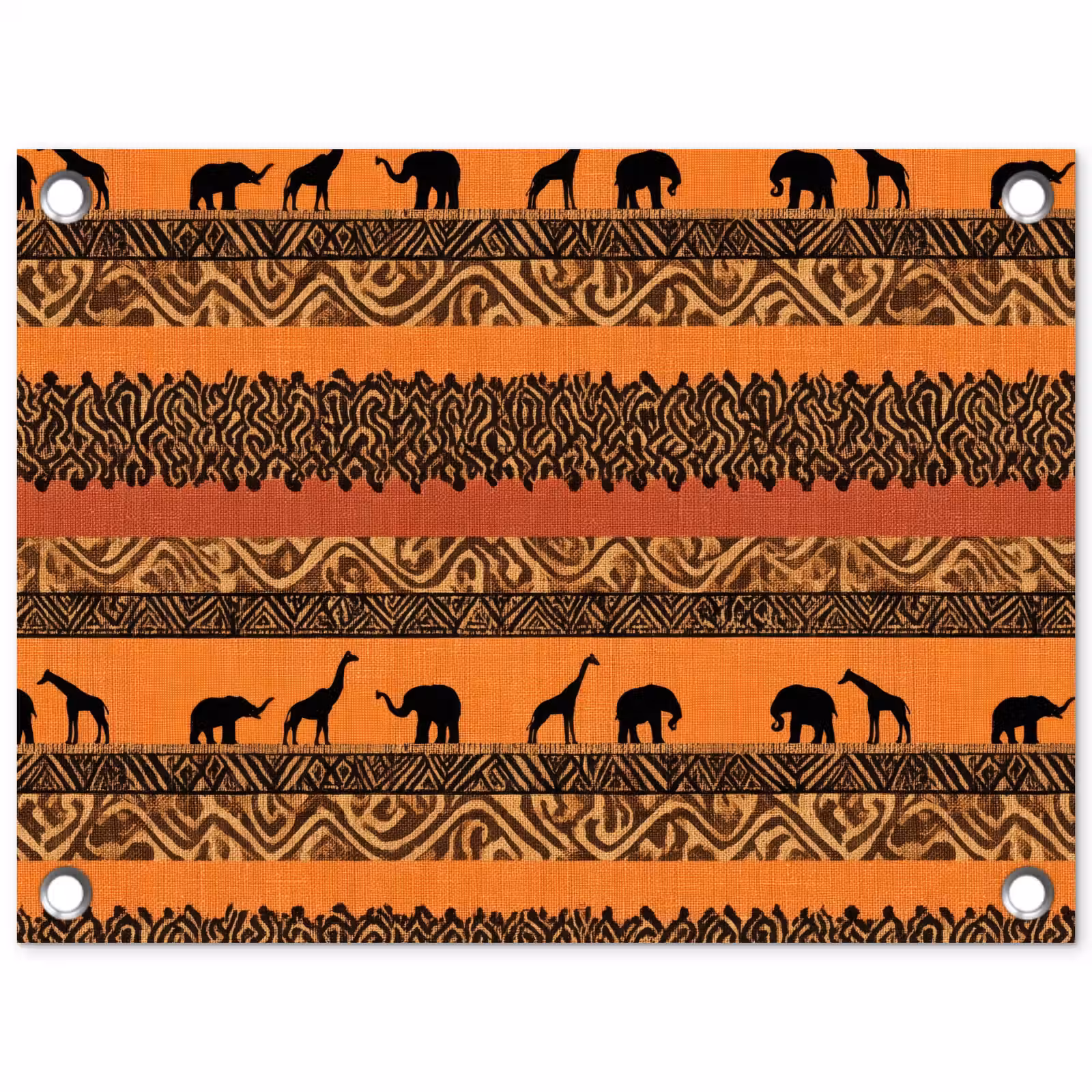 Gartenposter - Orange – Safari – Afrikaans – Tiere – Muster — 1
