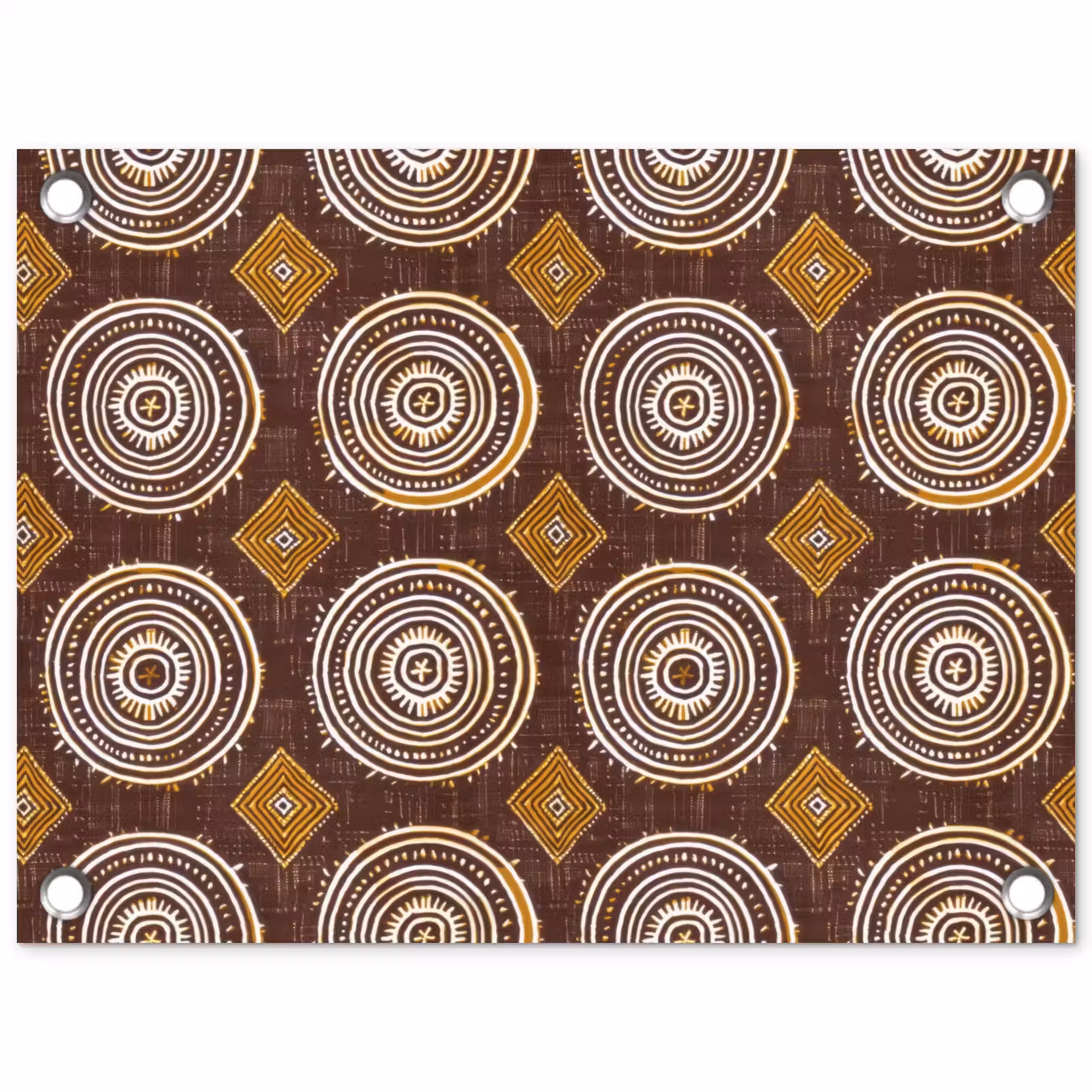 Gartenposter - Schokoladenbraun – Ethno – Tribal – Kreise – Muster — 1