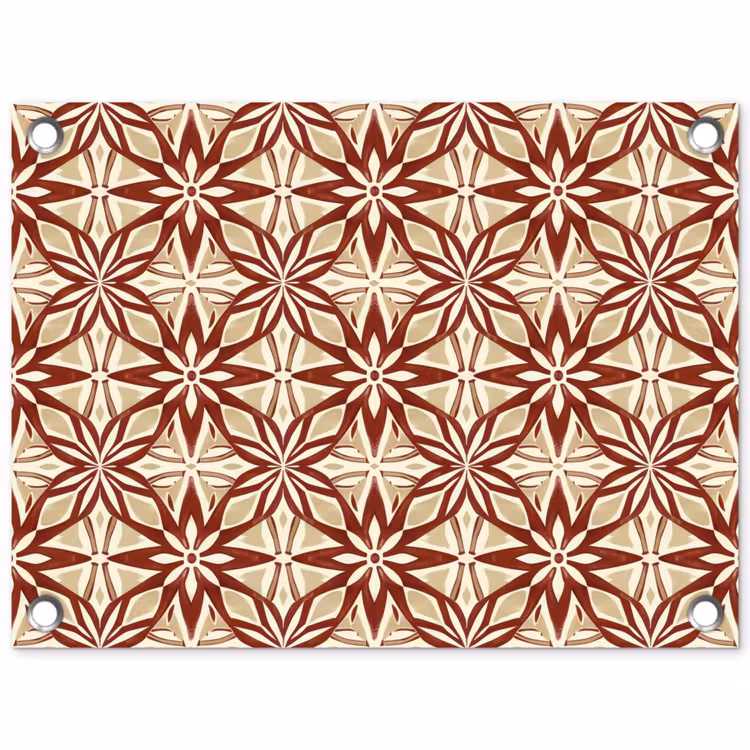 Gartenposter - Bordeauxrot – Geometrisch – Fliese – Muster — 1