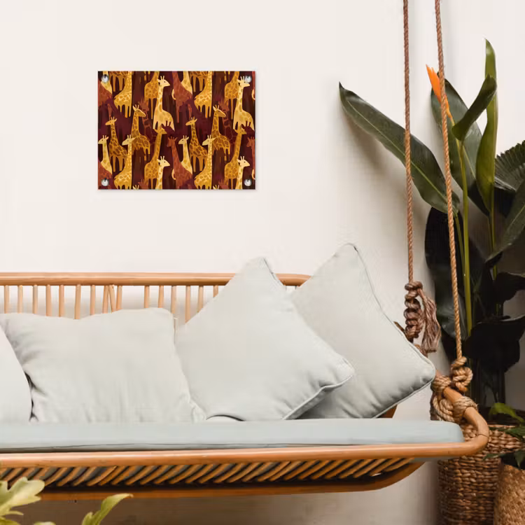 Gartenposter - Braun – Giraffen – Safari – Muster — 4