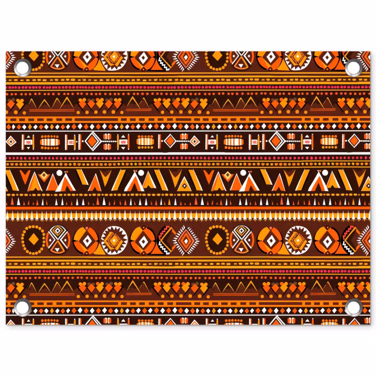 Gartenposter - Orange – Ethnisch – Tribal – Geometrisch – Muster — 1