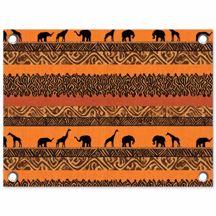 Gartenposter - Orange – Safari – Afrikaans – Tiere – Muster — 1