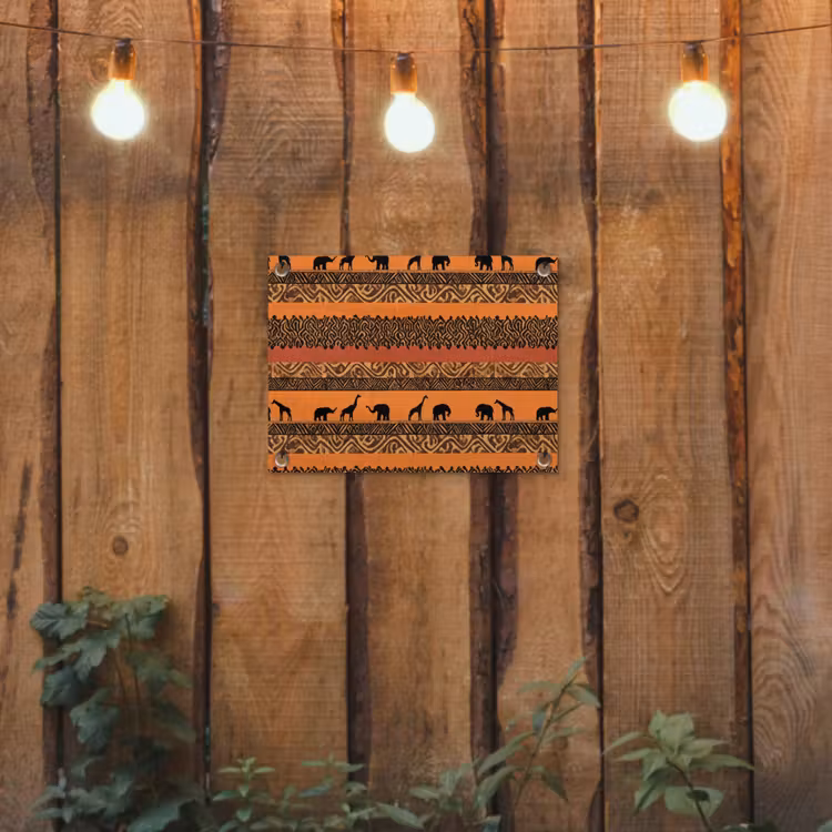 Gartenposter - Orange – Safari – Afrikaans – Tiere – Muster — 2