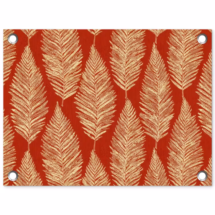 Gartenposter - Rot – Botanisch – Farn – Muster — 1