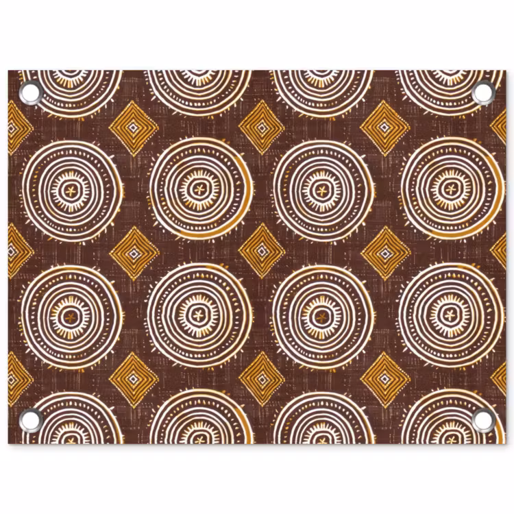 Gartenposter - Schokoladenbraun – Ethno – Tribal – Kreise – Muster — 1