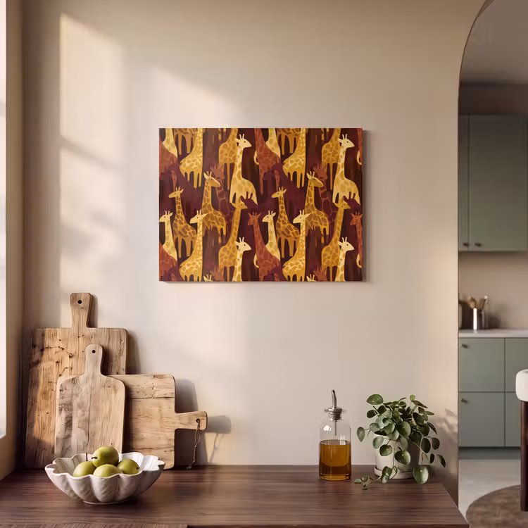 Akustikbild - Braun – Giraffen – Safari – Muster — 4