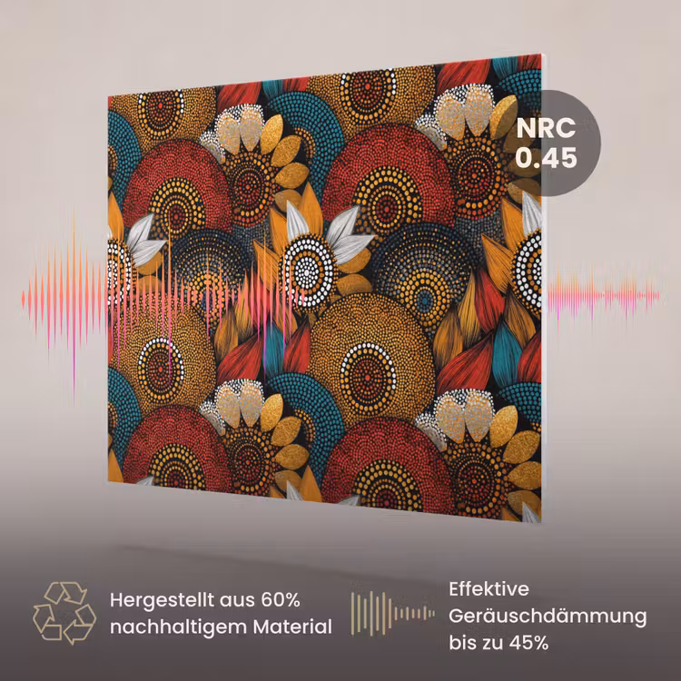 Akustikbild - Farbenfroh – Aborigine – Punktmalerei – Botanisch – Muster — 3