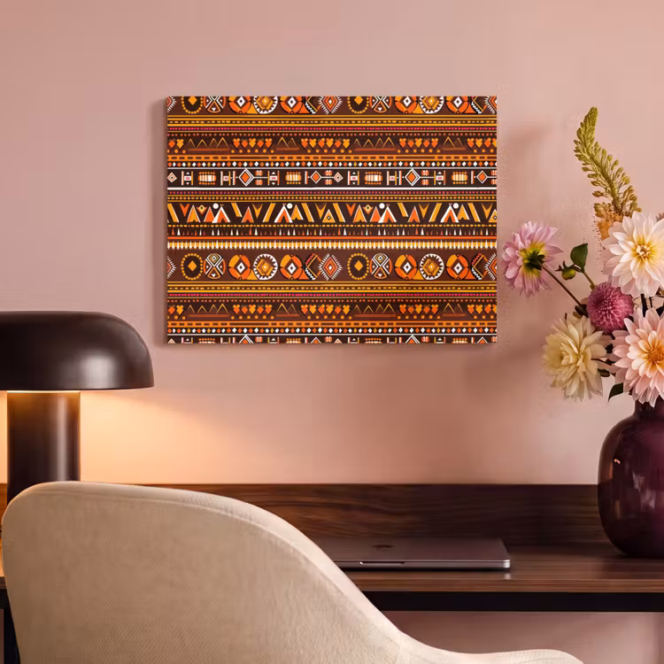 Akustikbild - Orange – Ethnisch – Tribal – Geometrisch – Muster — 6