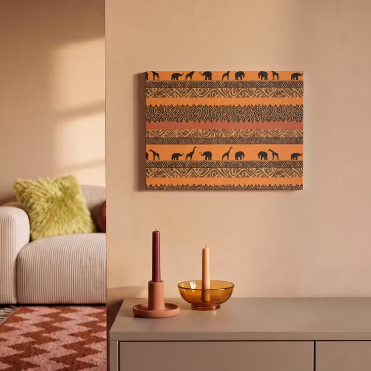 Akustikbild - Orange – Safari – Afrikaans – Tiere – Muster — 2