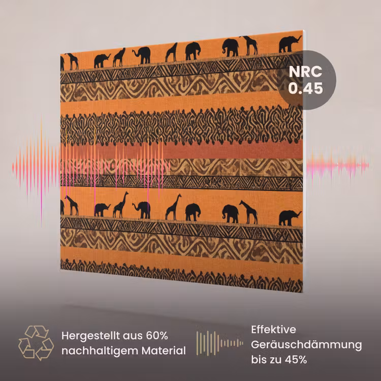 Akustikbild - Orange – Safari – Afrikaans – Tiere – Muster — 3