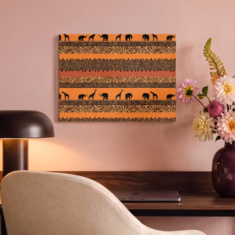 Akustikbild - Orange – Safari – Afrikaans – Tiere – Muster — 6