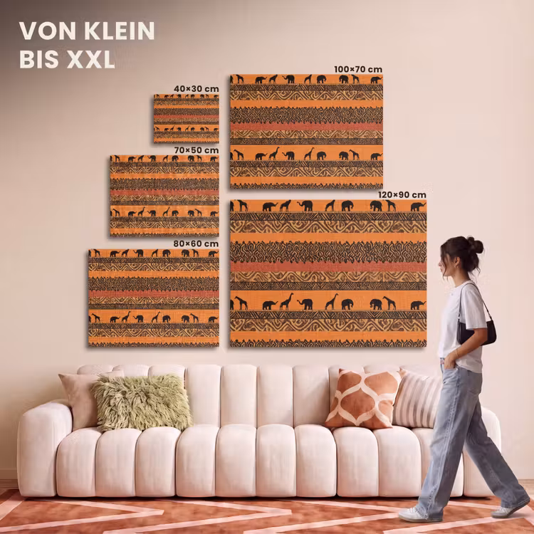 Akustikbild - Orange – Safari – Afrikaans – Tiere – Muster — 7