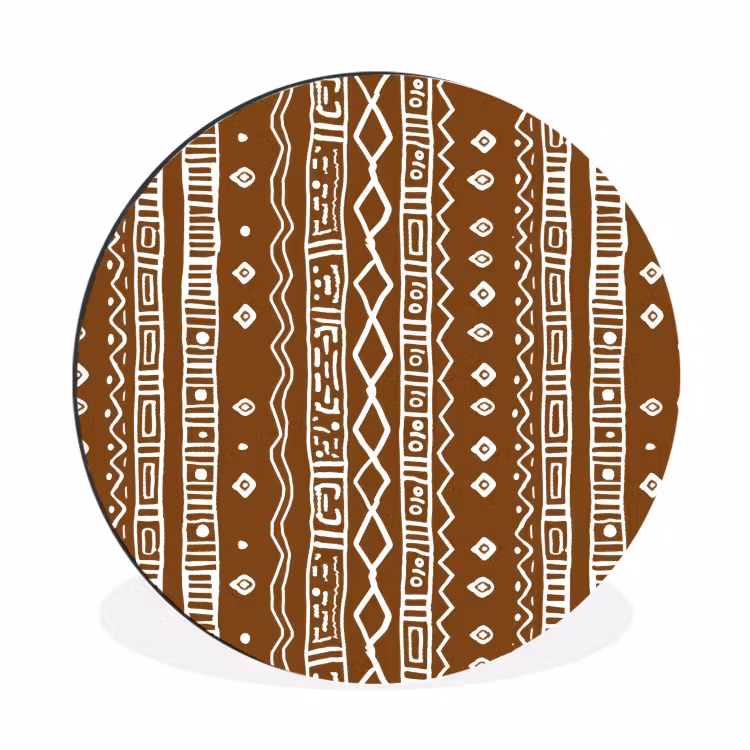 Alu-Dibond-Bild Rund - Schokoladenbraun – Ethno – Tribal – Muster — 1