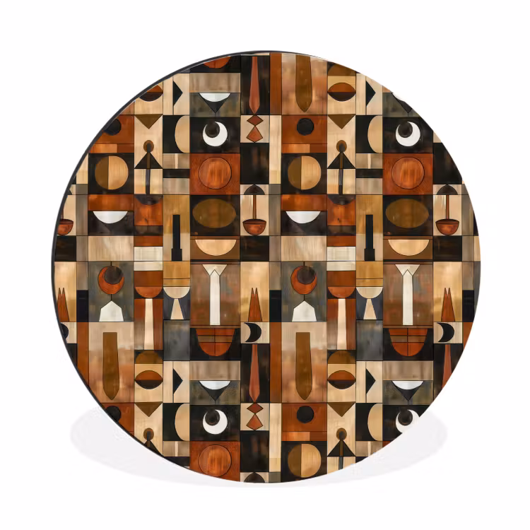 Alu-Dibond-Bild Rund - Terrakotta – Geometrisch – Mid-Century – Muster — 1