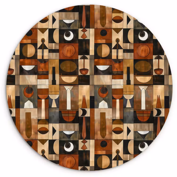 Glasbild Rund - Terrakotta – Geometrisch – Mid-Century – Muster — 1