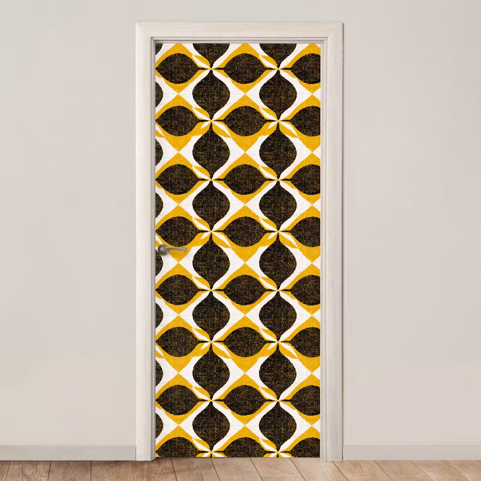 Türtapete - Gelb – Schwarz – Geometrisch – Retro – Struktur — 1