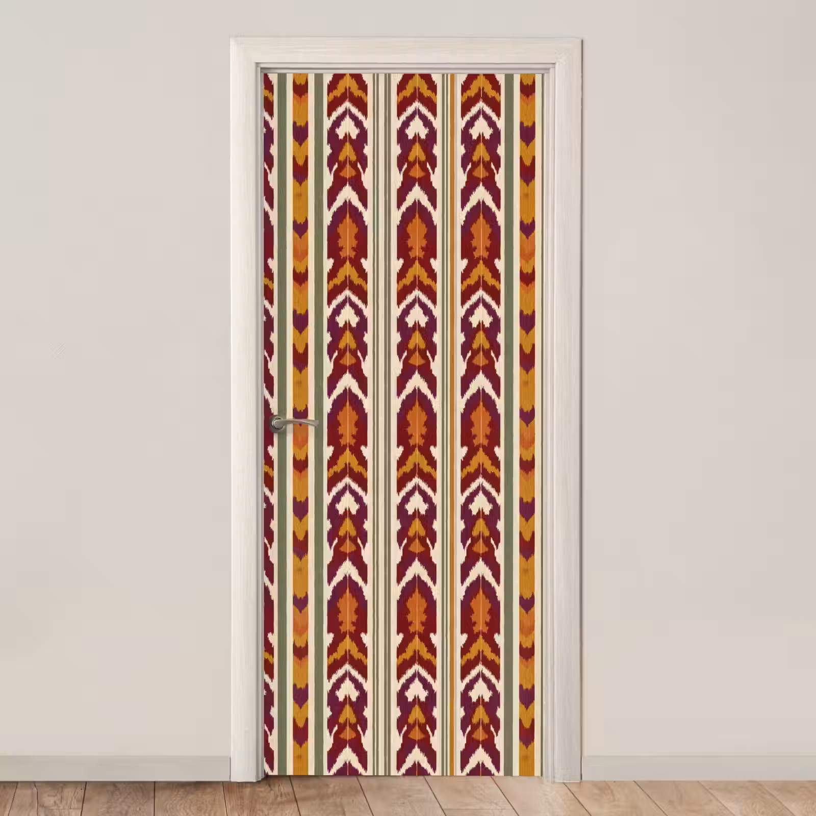 Türtapete - Ikat – Bordeauxrot – Ethno – Muster — 1