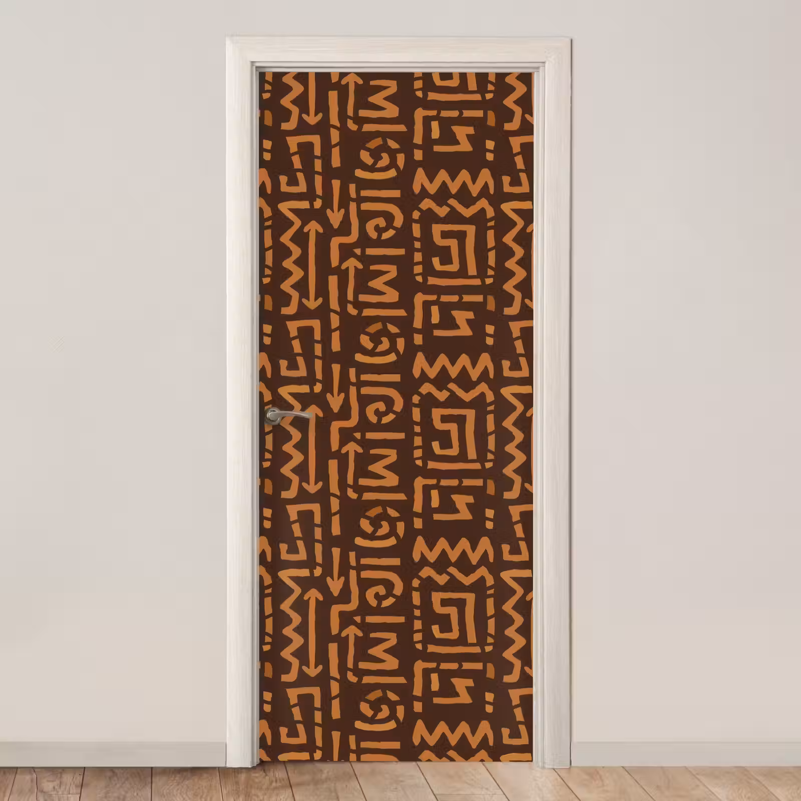 Türtapete - Schokoladenbraun – Ethno – Tribal – Symbole — 1