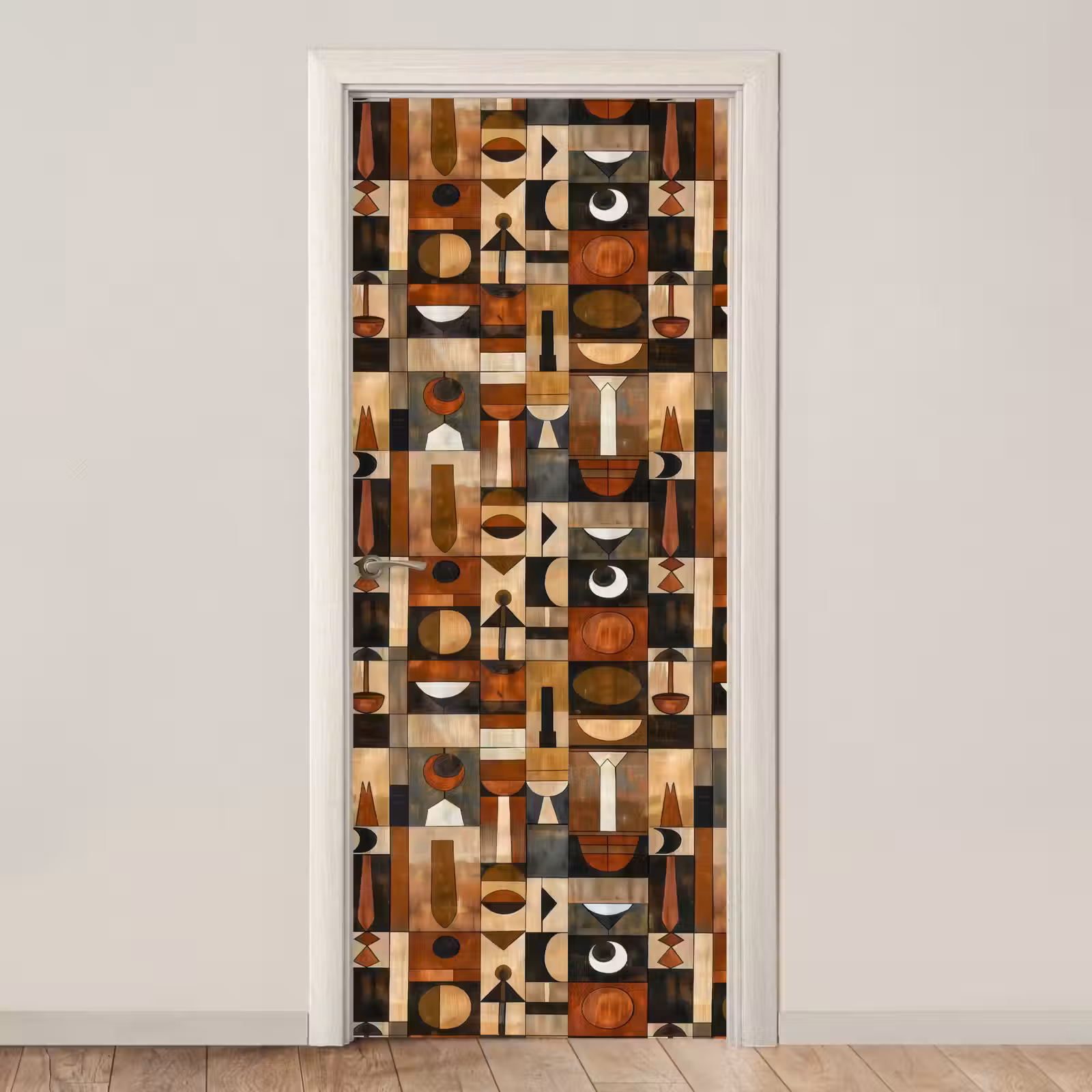 Türtapete - Terrakotta – Geometrisch – Mid-Century – Muster — 1