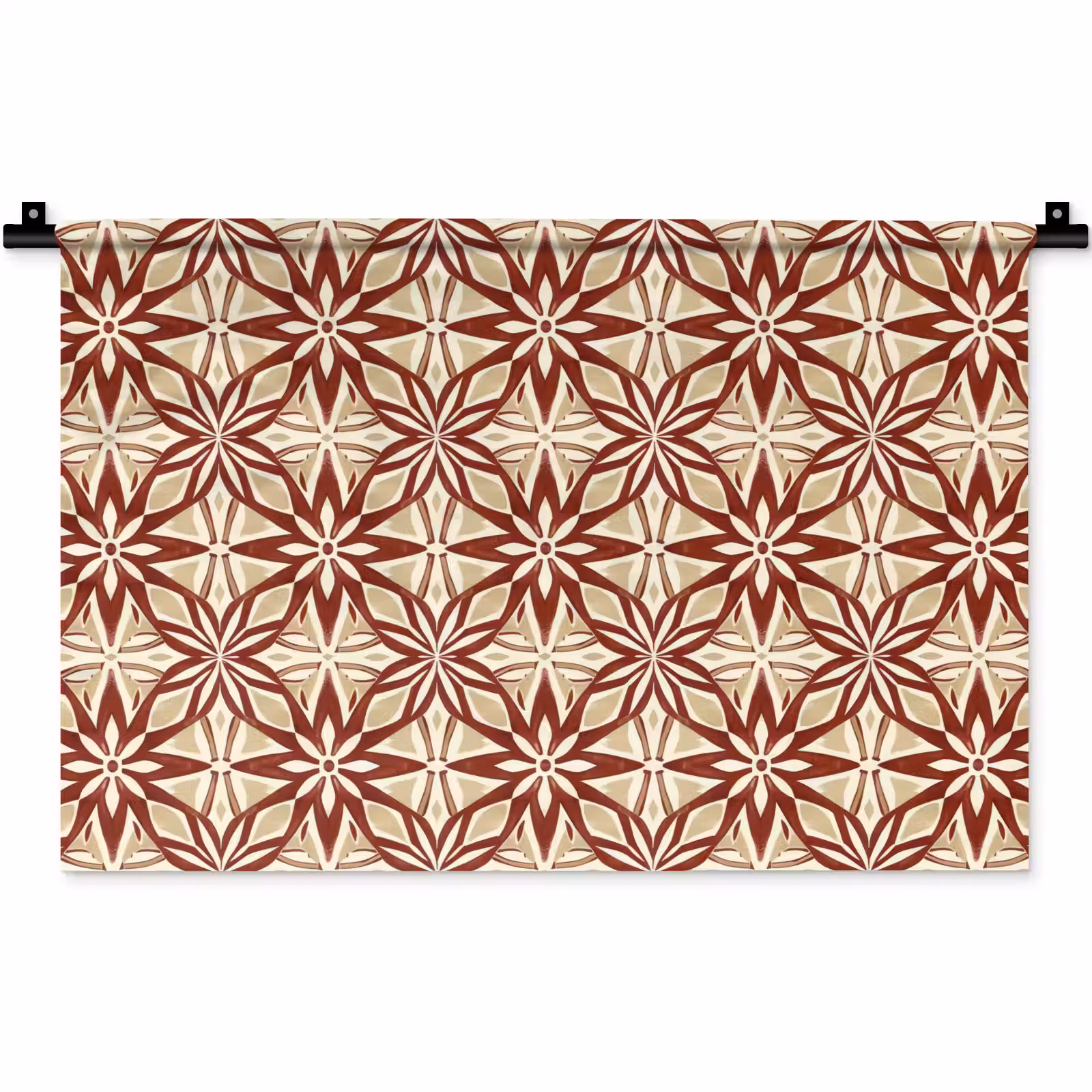 Wandteppich - Bordeauxrot – Geometrisch – Fliese – Muster — 1