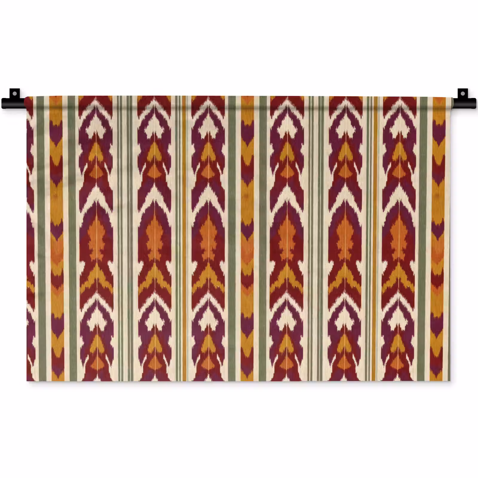 Wandteppich - Ikat – Bordeauxrot – Ethno – Muster — 1
