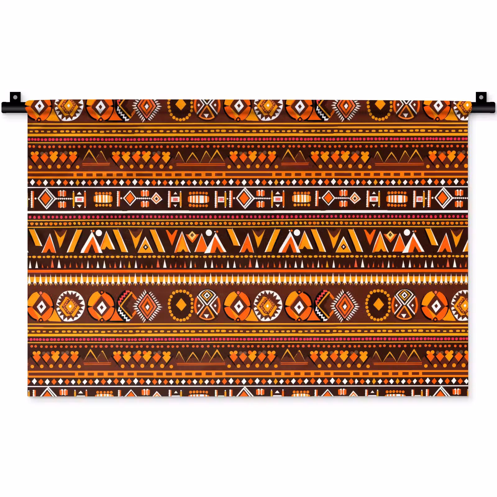 Wandteppich - Orange – Ethnisch – Tribal – Geometrisch – Muster — 1