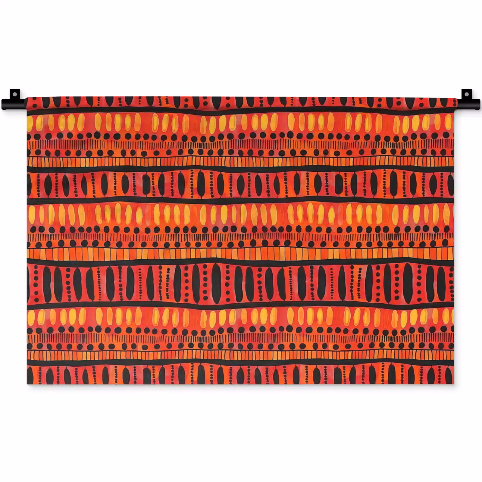 Wandteppich - Rot – Orange – Ethnisch – Ausdrucksstark – Muster — 1