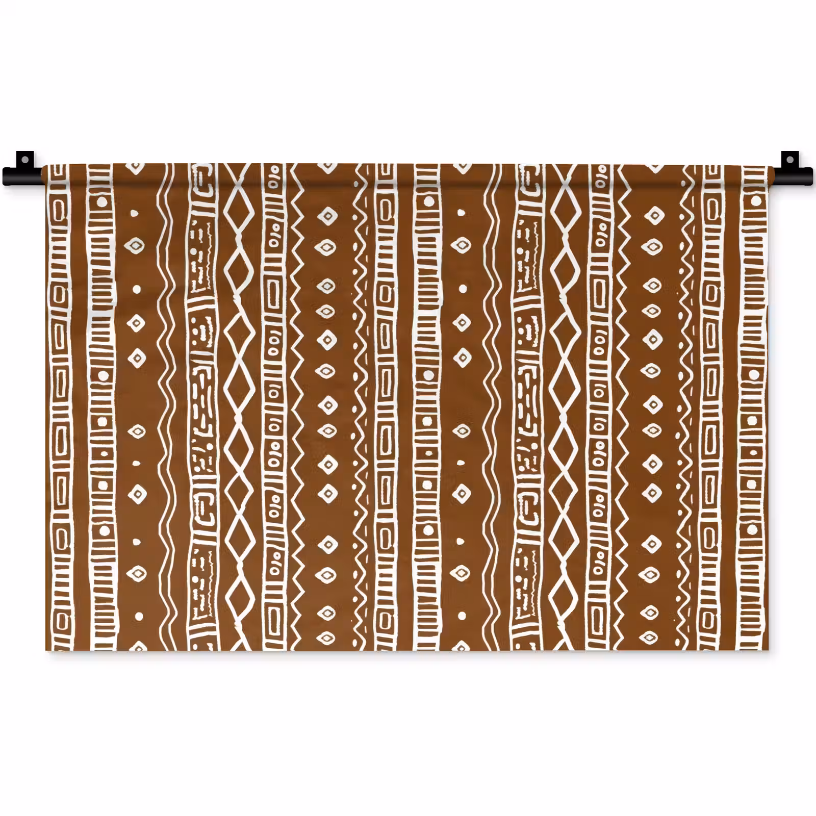 Wandteppich - Schokoladenbraun – Ethno – Tribal – Muster — 1
