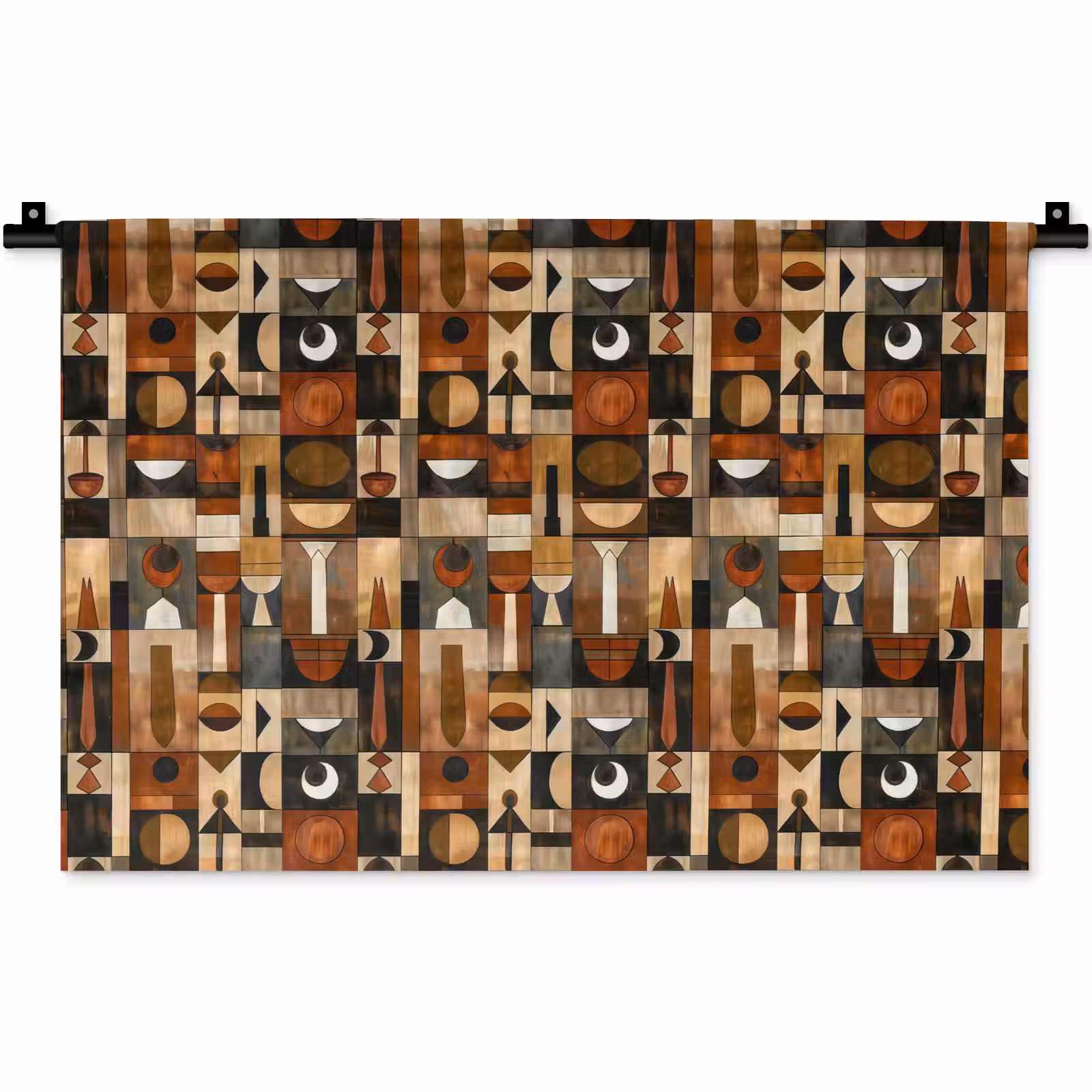 Wandteppich - Terrakotta – Geometrisch – Mid-Century – Muster — 1