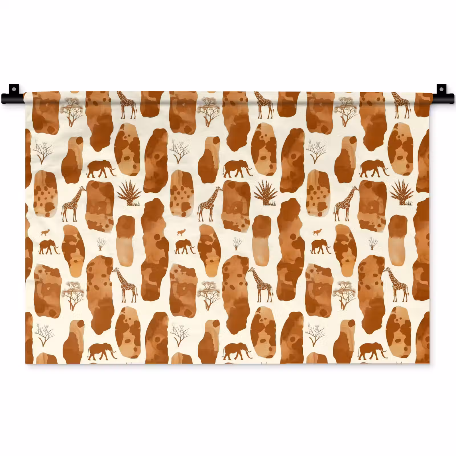 Wandteppich - Terrakotta – Safari – Tiere – Muster — 1