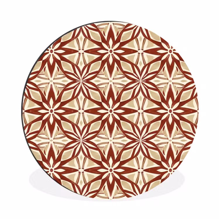 Alu-Dibond-Bild Rund - Bordeauxrot – Geometrisch – Fliese – Muster — 1