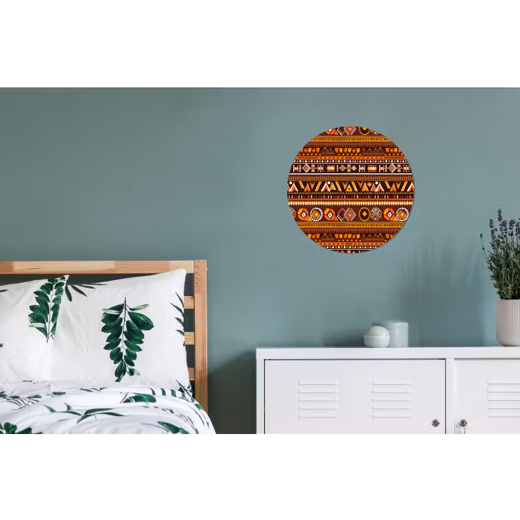 Alu-Dibond-Bild Rund - Orange – Ethnisch – Tribal – Geometrisch – Muster — 5