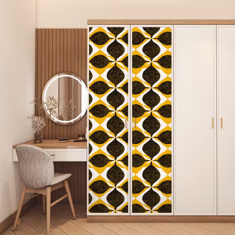 Türtapete - Gelb – Schwarz – Geometrisch – Retro – Struktur — 4