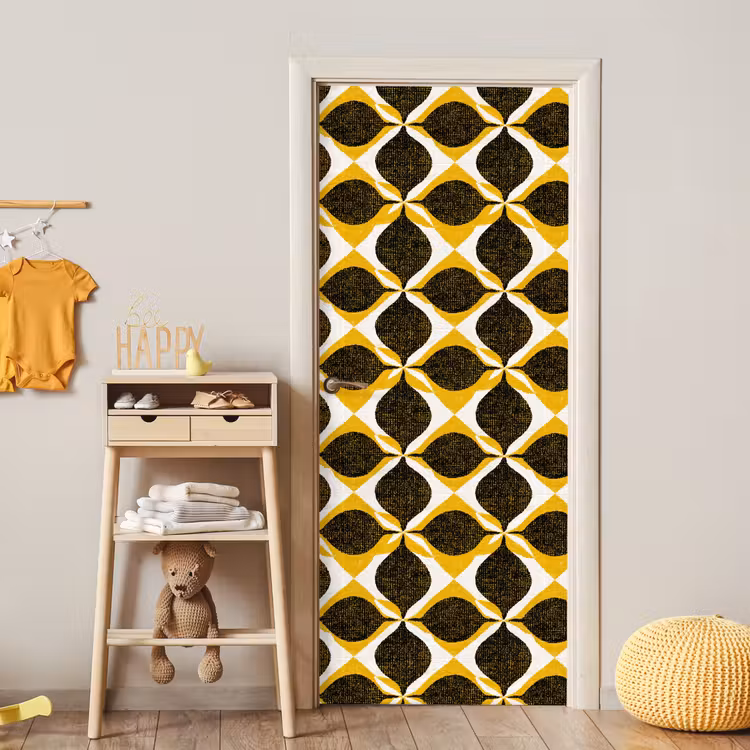 Türtapete - Gelb – Schwarz – Geometrisch – Retro – Struktur — 8