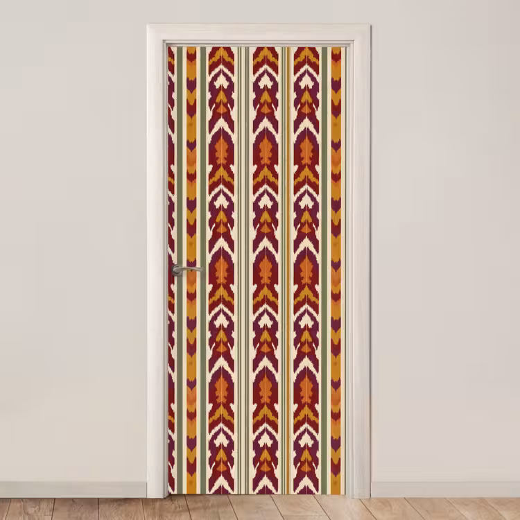 Türtapete - Ikat – Bordeauxrot – Ethno – Muster — 1