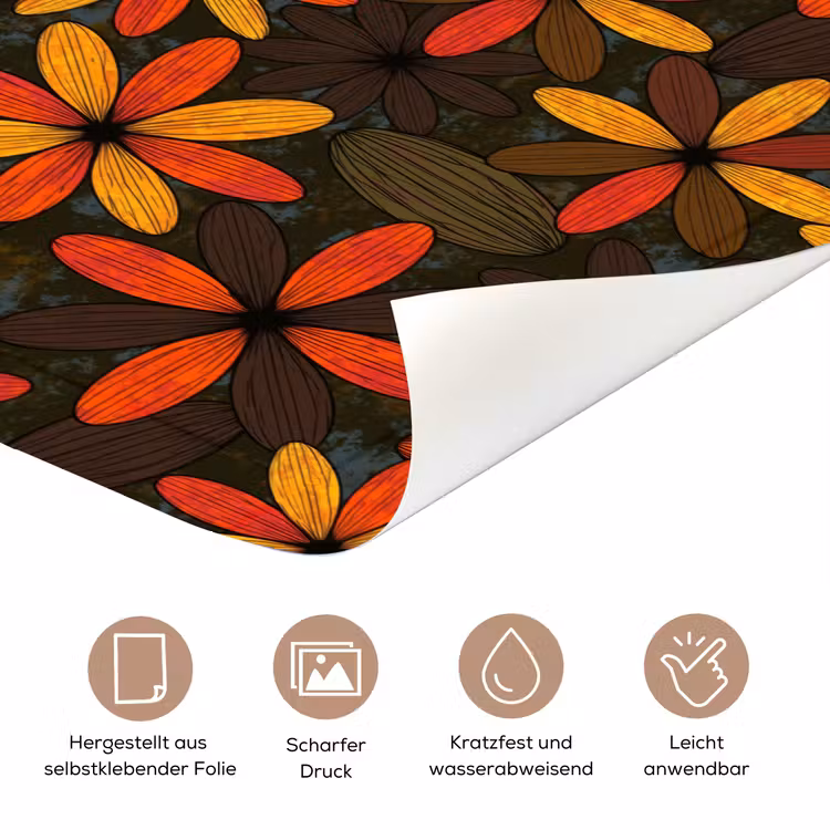 Türtapete - Orange – Retro – Blumen – Herbst — 5