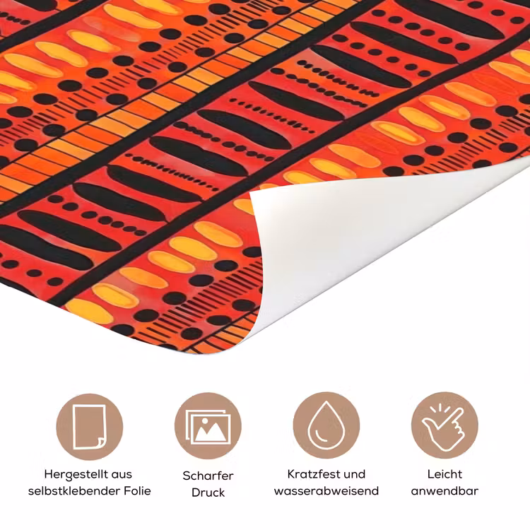 Türtapete - Rot – Orange – Ethnisch – Ausdrucksstark – Muster — 5