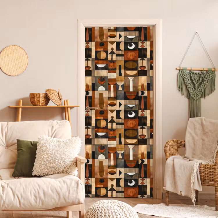 Türtapete - Terrakotta – Geometrisch – Mid-Century – Muster — 3