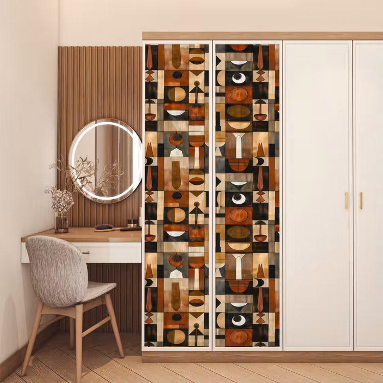 Türtapete - Terrakotta – Geometrisch – Mid-Century – Muster — 4