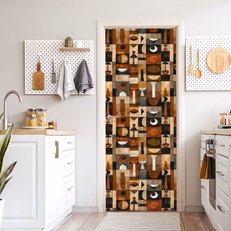 Türtapete - Terrakotta – Geometrisch – Mid-Century – Muster — 6