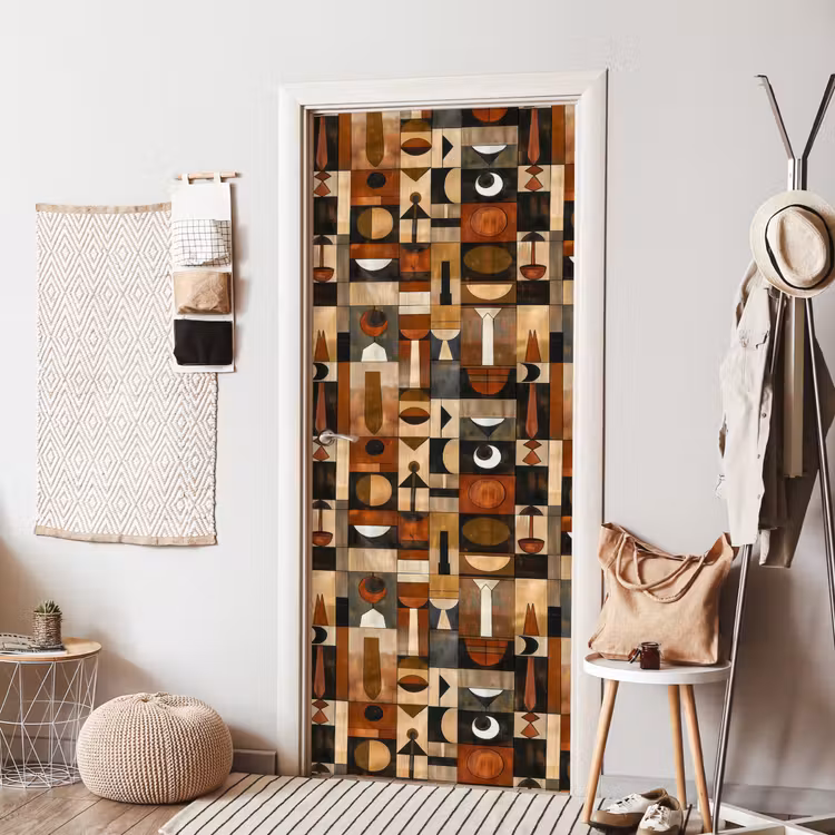 Türtapete - Terrakotta – Geometrisch – Mid-Century – Muster — 7