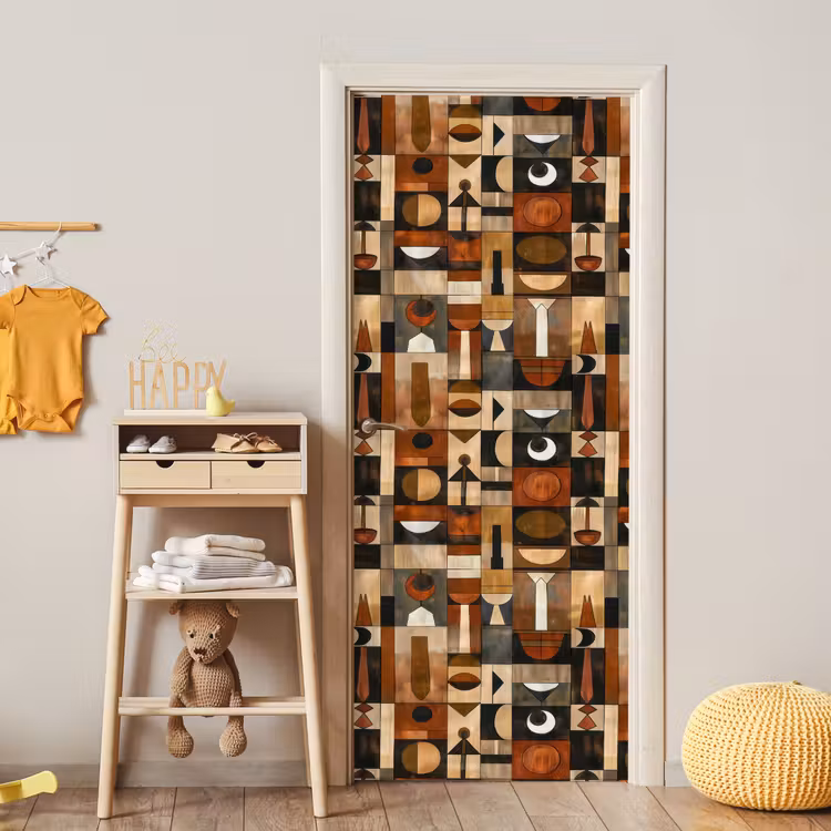 Türtapete - Terrakotta – Geometrisch – Mid-Century – Muster — 8