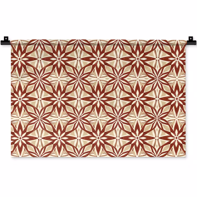 Wandteppich - Bordeauxrot – Geometrisch – Fliese – Muster — 1